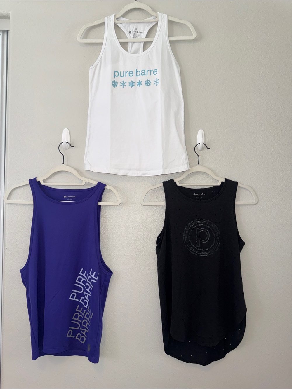 Pure Barre Bundle - White, Purple, and Black Tank Tops - Active Racerback